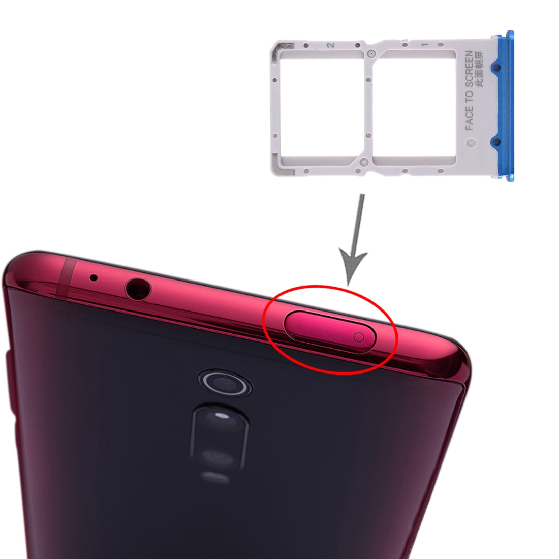 SIM-Card-Tray-+-SIM-Card-Tray-for-Xiaomi-Redmi-K20-/-K20-Pro-/-Mi-9T-/-Mi-9T-Pro(Blue)
