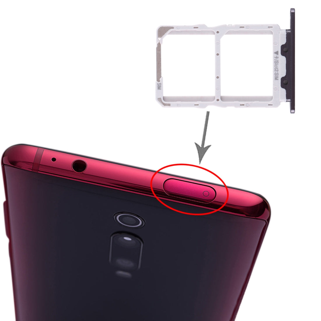 SIM-Card-Tray-+-SIM-Card-Tray-for-Xiaomi-Redmi-K20-/-K20-Pro-/-Mi-9T-/-Mi-9T-Pro(Black)