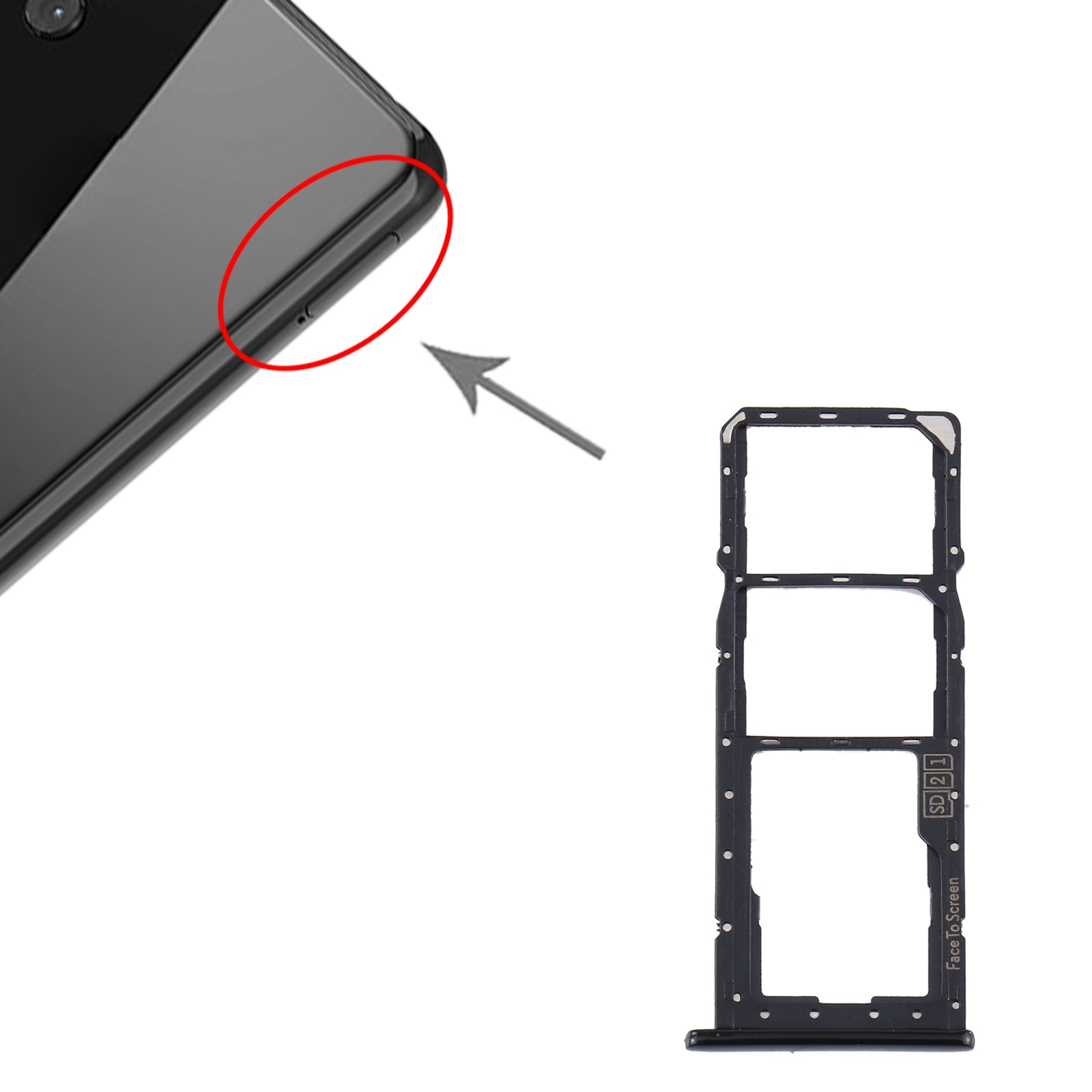 SIM-Card-Tray-+-SIM-Card-Tray-+-Micro-SD-Card-Tray-for-Motorola-One-(P30-Play)-XT1941(Black)
