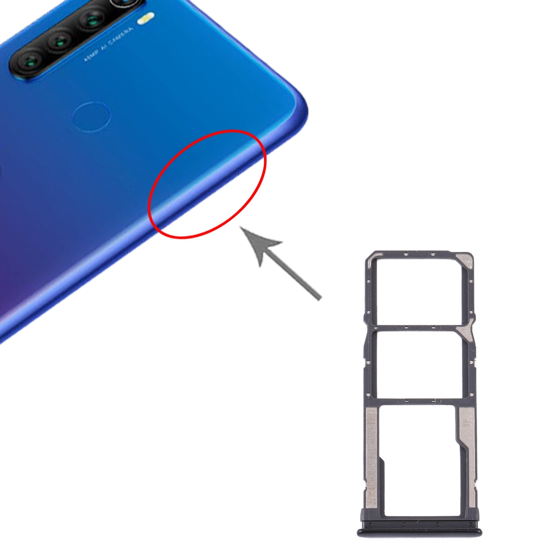 SIM-Card-Tray-+-SIM-Card-Tray-+-Micro-SD-Card-Tray-for-Xiaomi-Redmi-Note-8T-/-Redmi-Note-8-(Black)