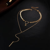 Simple-Sexy-Handmade-Sequins-Star-Tassels-Circle-Clavicle-Chain-Long-Pendant-Double-layer-Chain(Gold)