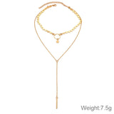 Simple-Sexy-Handmade-Sequins-Star-Tassels-Circle-Clavicle-Chain-Long-Pendant-Double-layer-Chain(Gold)