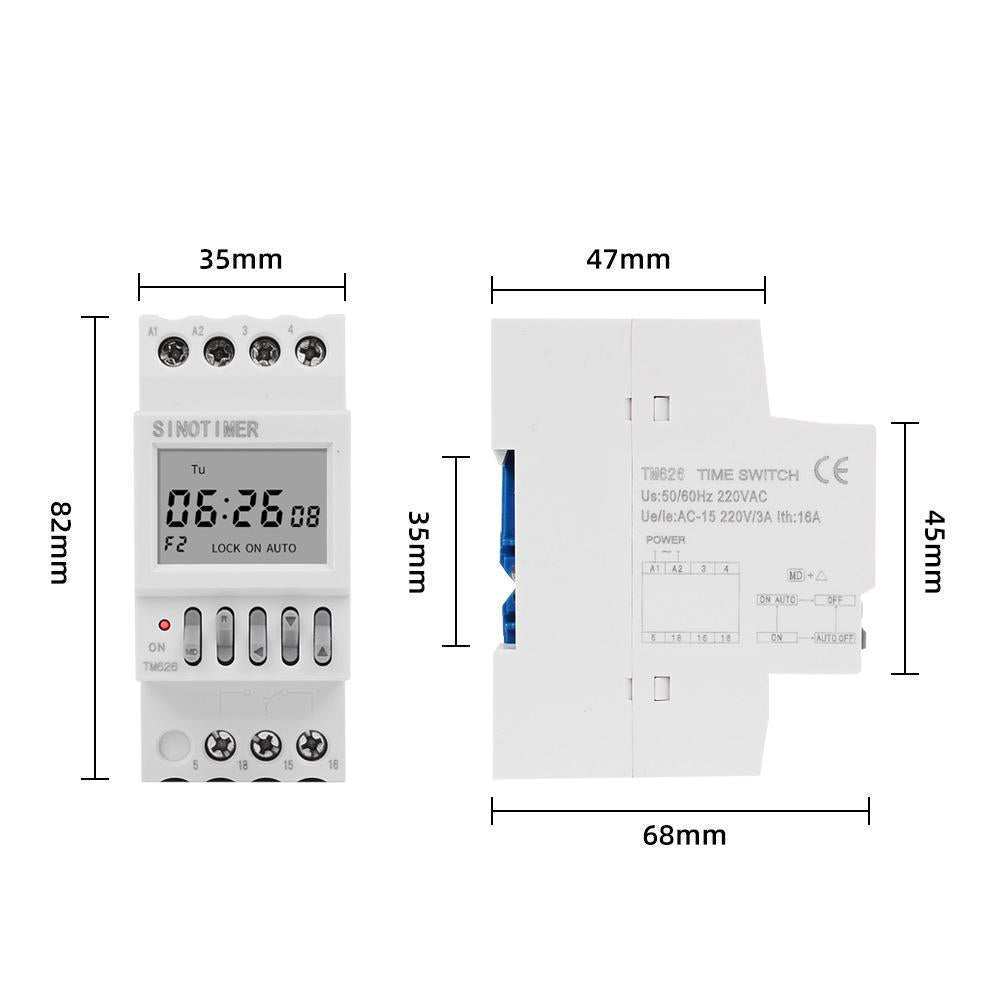 SINOTIMER-TM626-2-Channel-Timer-Switch-220V-7-Days-Weekly-Programmable-Timer