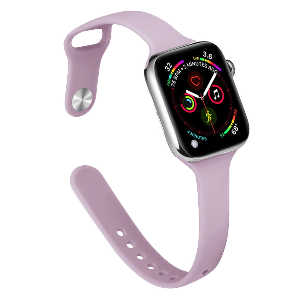 Slimming-Silicone-Watch-Band-For-Apple-Watch-Series-9&8&7-41mm-/-SE-3&SE-2&6&SE&5&4-40mm-/-3&2&1-38mm(Light-Purple)