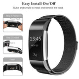 Smart-Watch-Stainless-Steel-Watch-Band-for-FITBIT-Charge-2,-Size:-L(Gold)