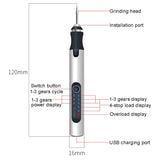 SNJ-3681-Mini-Engraving-Pen-Wireless-Polishing-Electric-Grinder,-Style:-Rose-Gold+Grinding-Head+Cutting-Blade+Carving-Stencil