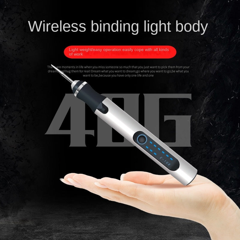 SNJ-3681-Mini-Engraving-Pen-Wireless-Polishing-Electric-Grinder,-Style:-Rose-Gold+Grinding-Head+Cutting-Blade+Carving-Stencil