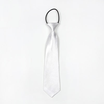 Solid-Color-Casual-Rubber-Band-Lazy-Tie-for-Children(White)
