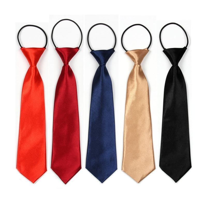 Solid-Color-Casual-Rubber-Band-Lazy-Tie-for-Children(White)