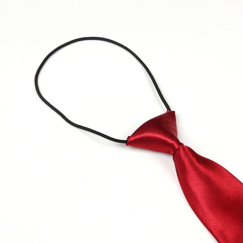 Solid-Color-Casual-Rubber-Band-Lazy-Tie-for-Children(White)