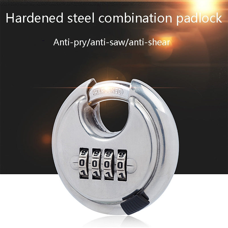 Stainless-Steel-Password-Padlock-304-Waterproof-And-Rust-Proof-Outdoor-Courtyard-Door-Cabinet-Lock-Round-Cake-Lock(Silver)