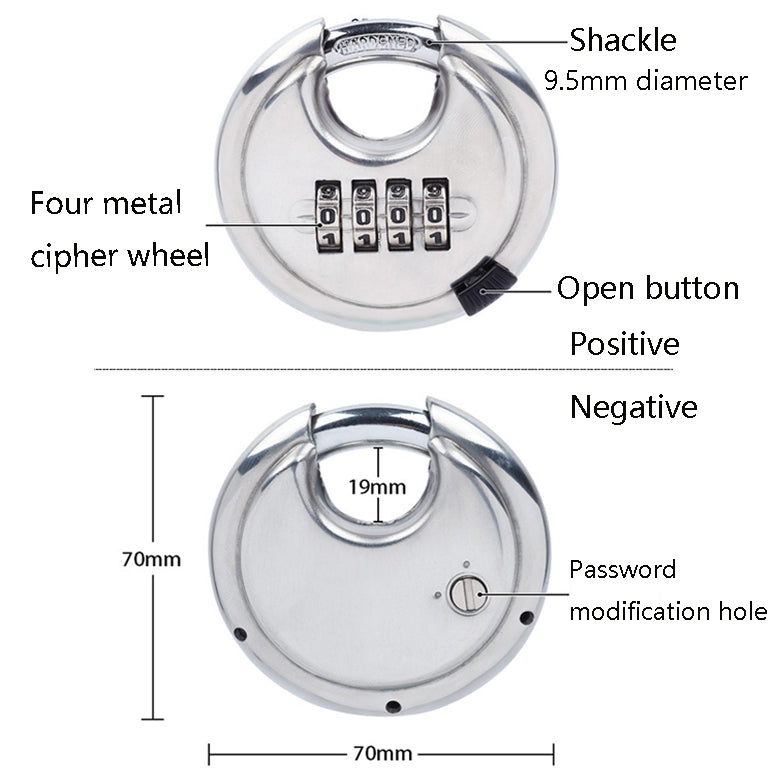 Stainless-Steel-Password-Padlock-304-Waterproof-And-Rust-Proof-Outdoor-Courtyard-Door-Cabinet-Lock-Round-Cake-Lock(Silver)