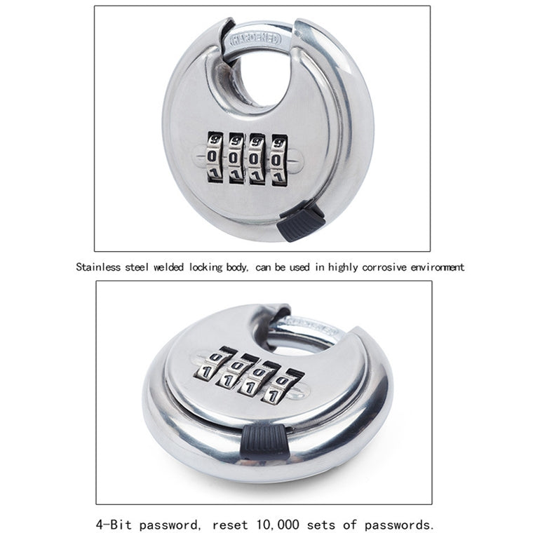 Stainless-Steel-Password-Padlock-304-Waterproof-And-Rust-Proof-Outdoor-Courtyard-Door-Cabinet-Lock-Round-Cake-Lock(Silver)
