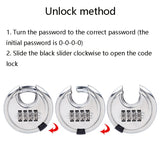 Stainless-Steel-Password-Padlock-304-Waterproof-And-Rust-Proof-Outdoor-Courtyard-Door-Cabinet-Lock-Round-Cake-Lock(Silver)