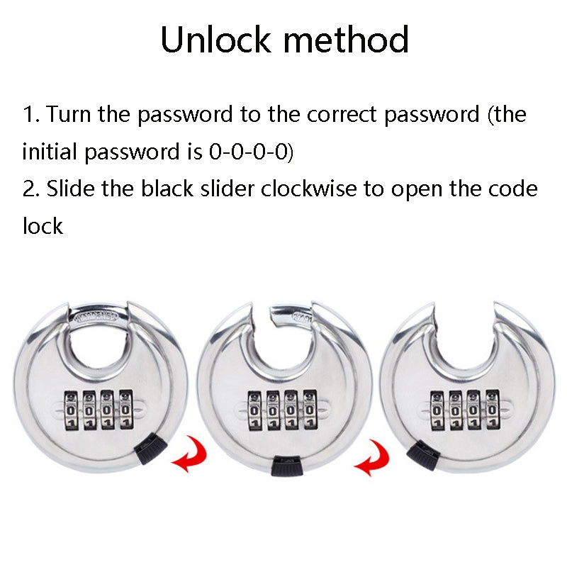 Stainless-Steel-Password-Padlock-304-Waterproof-And-Rust-Proof-Outdoor-Courtyard-Door-Cabinet-Lock-Round-Cake-Lock(Silver)