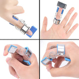 Stainless-Steel-Finger-Exercise-Finger-Joint-Orthosis-Fracture-Fixation-Splint-Active-Straight-Hand-Protection-Sleeve,-Size:L(Blue)