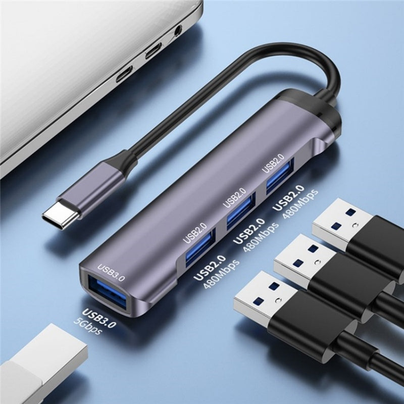 T-503-Portable-4-in-1-Type-C-Docking-Station-USB-C-to-USB2.0-x-3-+-USB3.0-HUB-Adapter