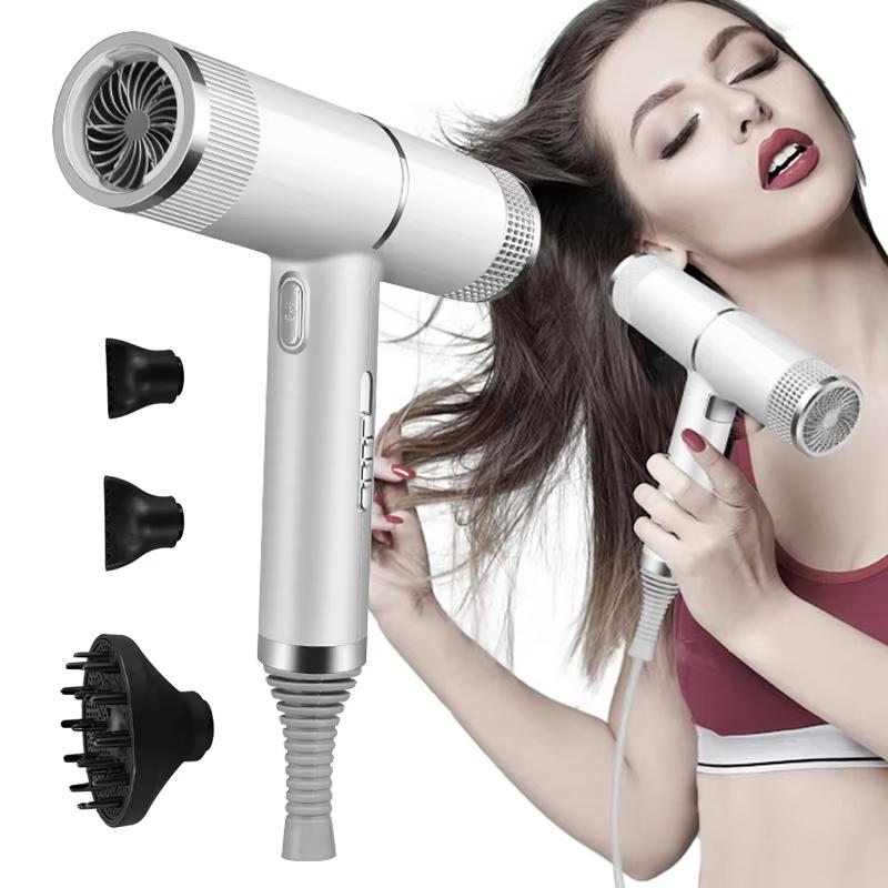 T-Shaped-Hair-Dryer-with-Smart-Inverter-Technology-High-Power-Blow-Dryer-for-Home-&-Salon-Use-EU-Plug-With-3-Nozzles(White)