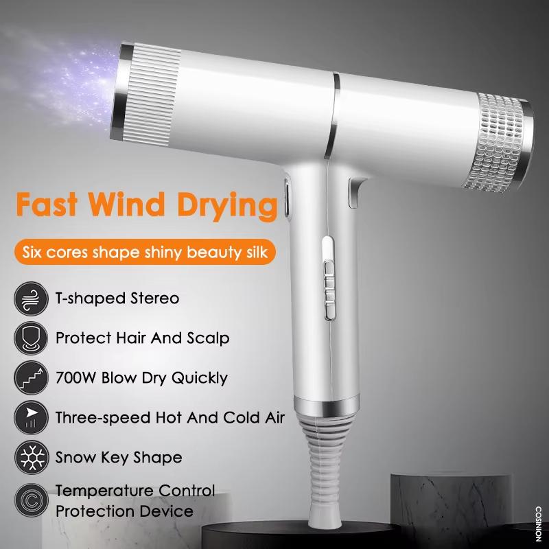 T-Shaped-Hair-Dryer-with-Smart-Inverter-Technology-High-Power-Blow-Dryer-for-Home-&-Salon-Use-EU-Plug-With-3-Nozzles(White)