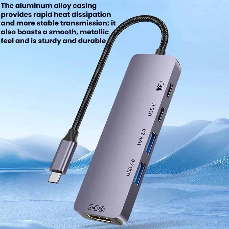 T615-Type-C-5-In-1-Docking-Station-HDMI-4K-60Hz-Screen-Mirroring-Converter-USB-3.0-Splitter-Laptop-Hub