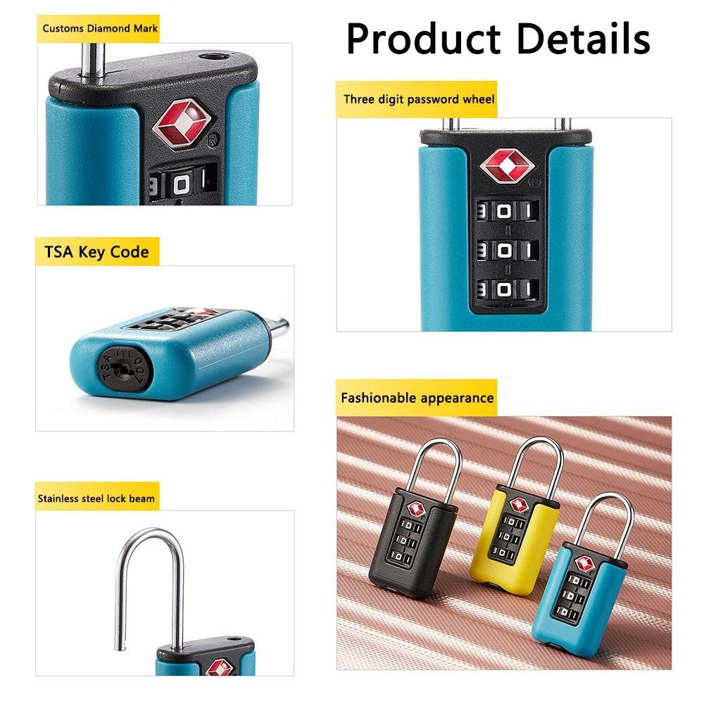 TSA-Customs-Code-Lock-Travel-Luggage-Lock-Mini-Contrast-Color-Design-Combination-Padlock(Lake-Blue)