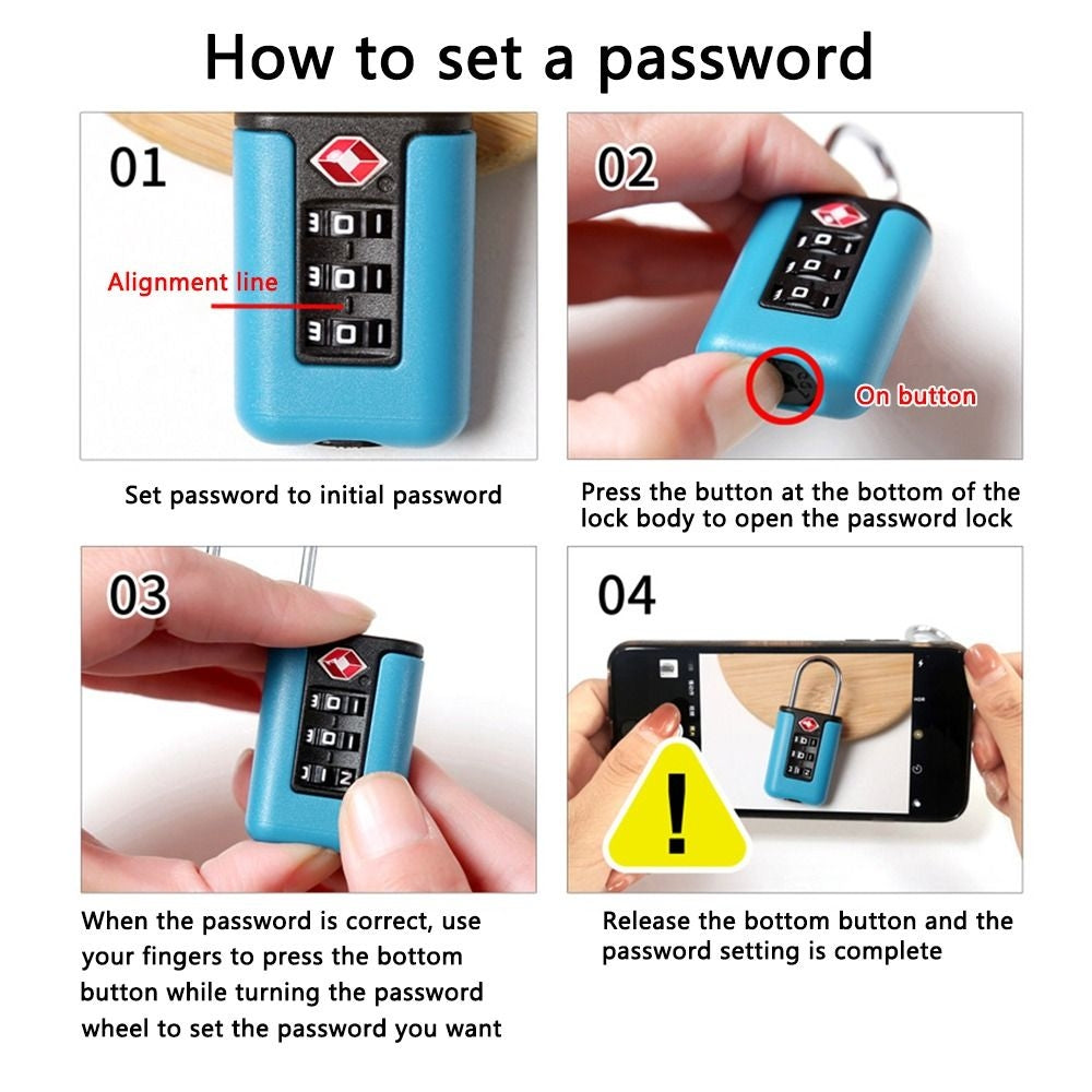 TSA-Customs-Code-Lock-Travel-Luggage-Lock-Mini-Contrast-Color-Design-Combination-Padlock(Lake-Blue)