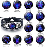 Twelve-Constellation-Luminous-Bracelet-Retro-Leather-Rope-Woven-Bracelet,-Style:-Taurus