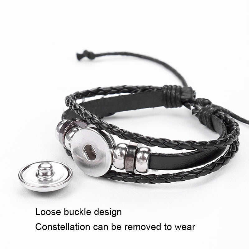 Twelve-Constellation-Luminous-Bracelet-Retro-Leather-Rope-Woven-Bracelet,-Style:-Taurus