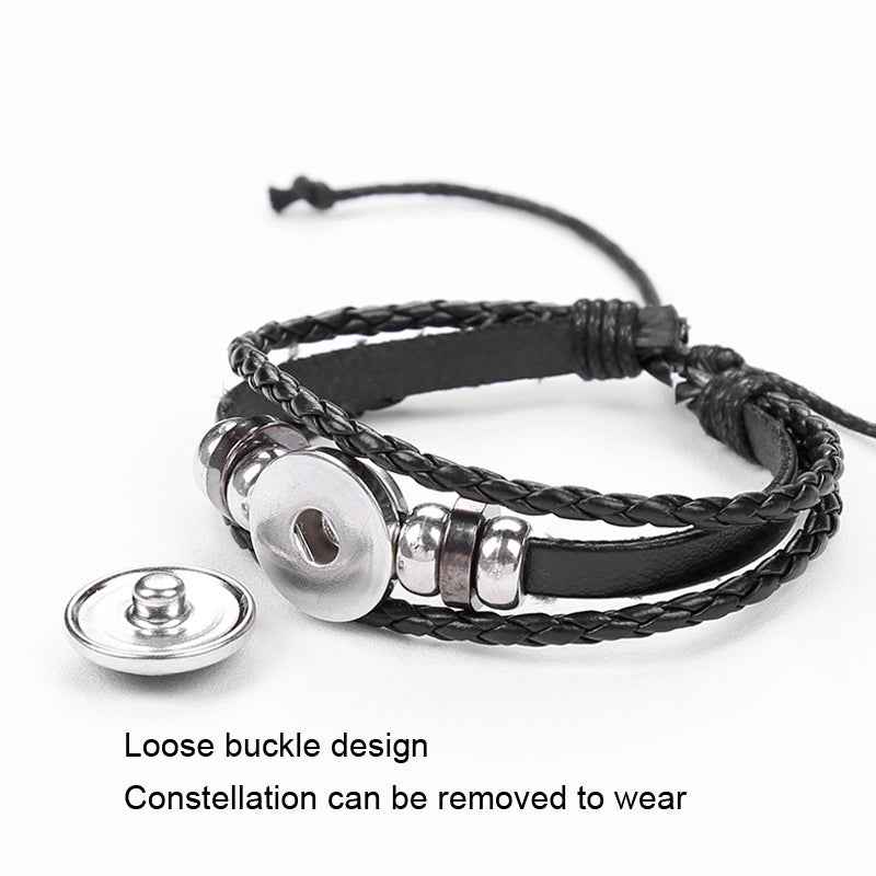 Twelve-Constellation-Luminous-Bracelet-Retro-Leather-Rope-Woven-Bracelet,-Style:-Taurus