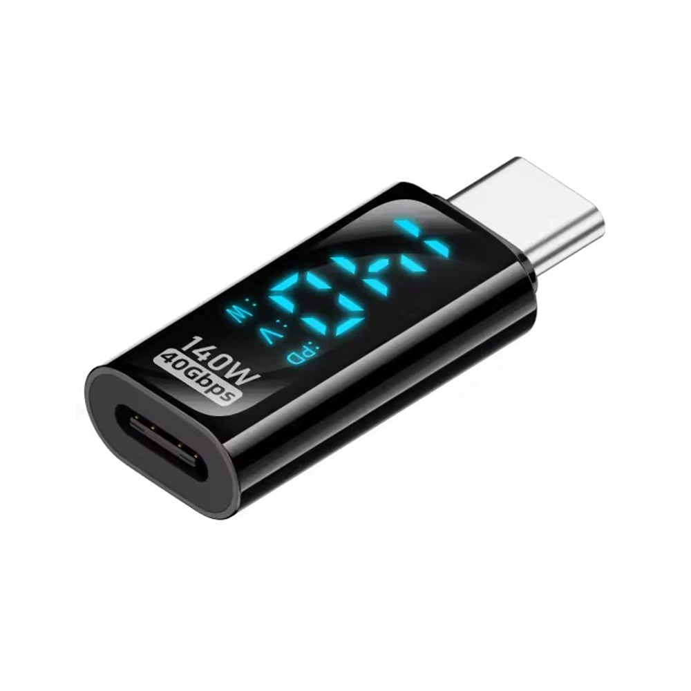 Type-C-Male-to-Type-C-Female-140W-Charging-Adapter-with-Digital-Display(Black)