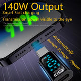 Type-C-Male-to-Type-C-Female-140W-Charging-Adapter-with-Digital-Display(Black)