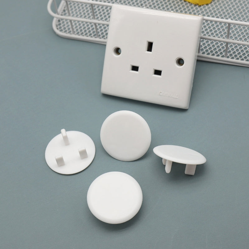 UK-3-Hole-Baby-Socket-Protection-Cover,-Style:-Round-Thin-White