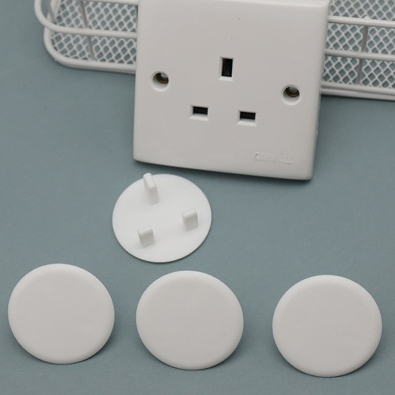 UK-3-Hole-Baby-Socket-Protection-Cover,-Style:-Round-Thin-White