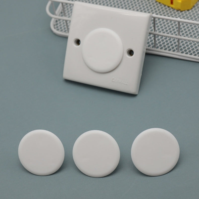 UK-3-Hole-Baby-Socket-Protection-Cover,-Style:-Round-Thin-White