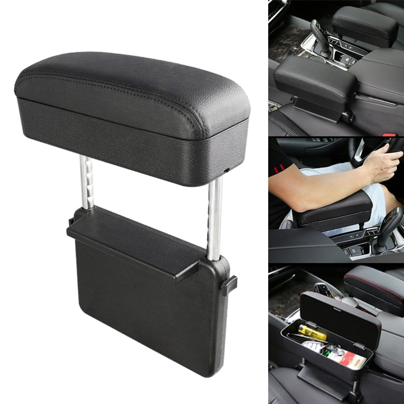 Universal-Car-PU-Leather-Wrapped-Armrest-Box-Cushion-Car-Armrest-Box-Mat-with-Storage-Box-(Black)