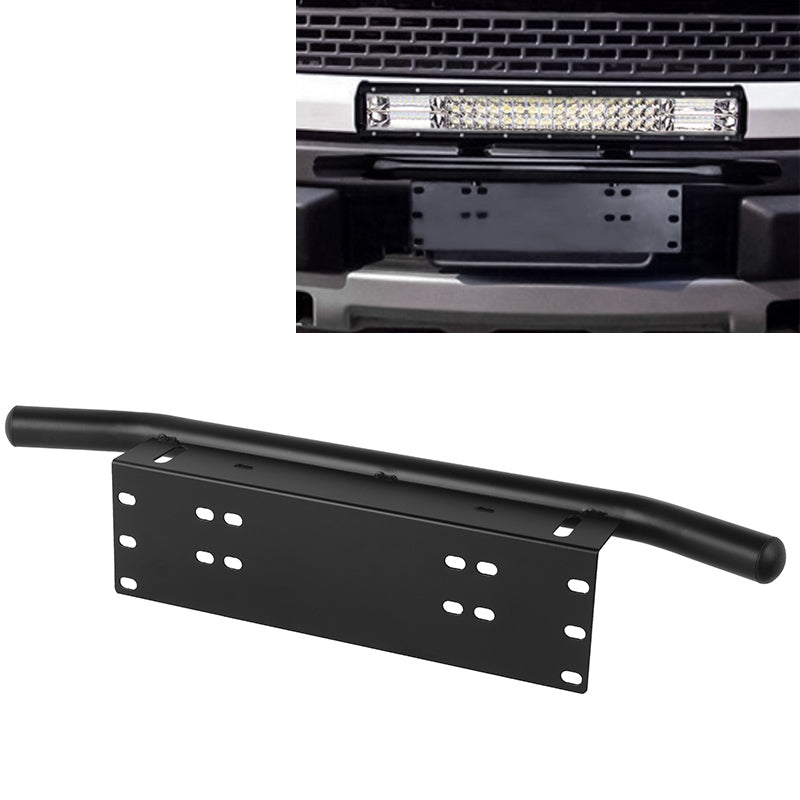 Universal-License-Plate-Bumper-Frame-for-Off-Road-Jeep-LED-Work-Light-Bar-Mounting-Bracket-with-Front-Bucket(Black)