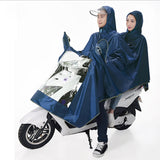 Universal-Super-Water-Resistant-Dual-Hooded-Motorcycle-Rain-Poncho-Coat-Raincoat(Blue)