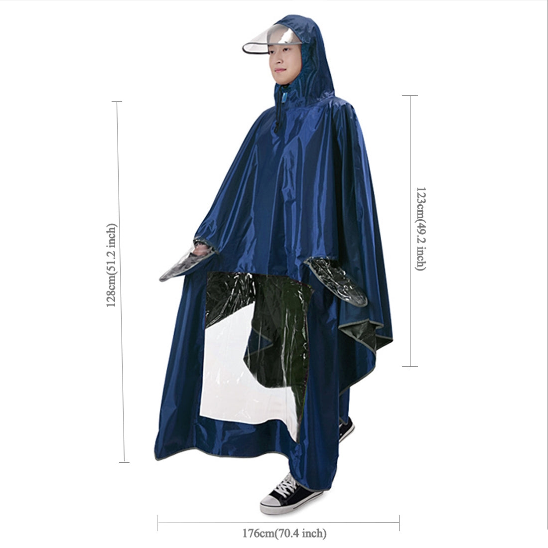 Universal-Super-Water-Resistant-Dual-Hooded-Motorcycle-Rain-Poncho-Coat-Raincoat(Blue)