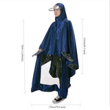 Universal-Super-Water-Resistant-Dual-Hooded-Motorcycle-Rain-Poncho-Coat-Raincoat(Blue)