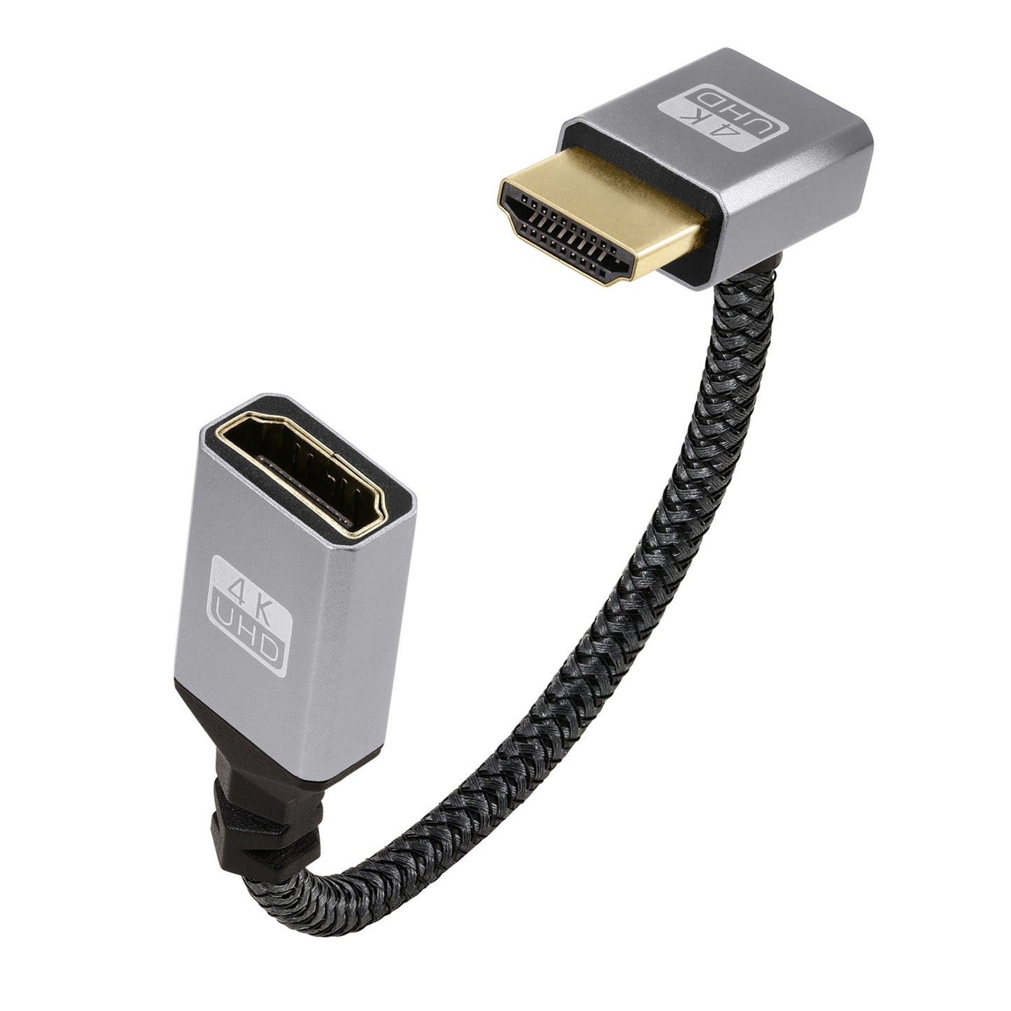 Upward-Bend-HDMI-Male-to-Female-4K-UHD-Extension-Cable-Computer-TV-Adapter,-Length:-20cm