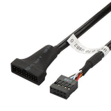 USB-2.0-9Pin-Motherboard-Female-to-USB-3.0-19Pin-Housing-Male-Adapter-Cable,-Length:-15cm(Black)