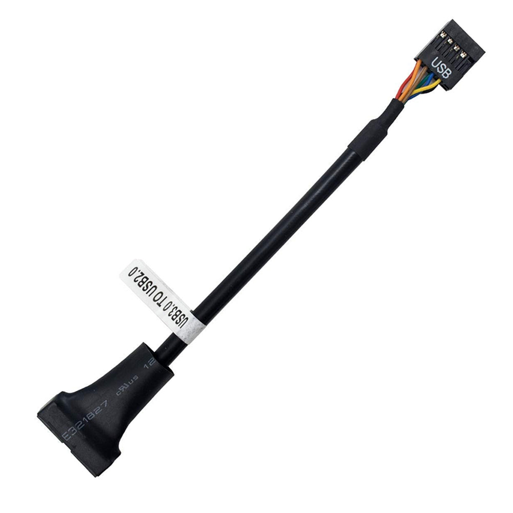 USB-2.0-9Pin-Motherboard-Female-to-USB-3.0-19Pin-Housing-Male-Adapter-Cable,-Length:-15cm(Black)