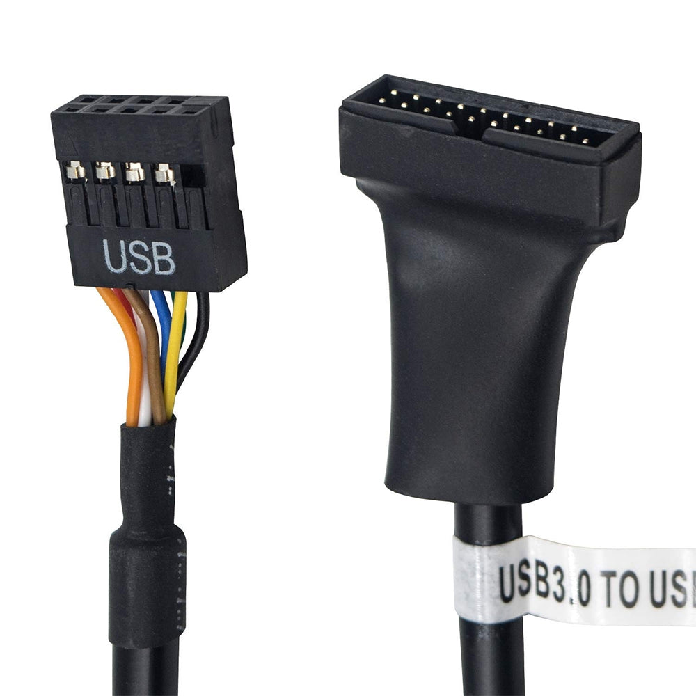 USB-2.0-9Pin-Motherboard-Female-to-USB-3.0-19Pin-Housing-Male-Adapter-Cable,-Length:-15cm(Black)