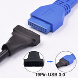 USB-2.0-9Pin-Motherboard-Female-to-USB-3.0-19Pin-Housing-Male-Adapter-Cable,-Length:-15cm(Black)