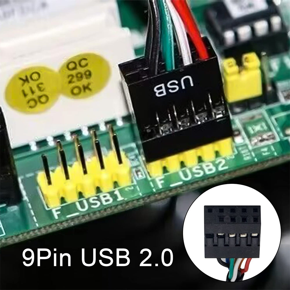 USB-2.0-9Pin-Motherboard-Female-to-USB-3.0-19Pin-Housing-Male-Adapter-Cable,-Length:-15cm(Black)