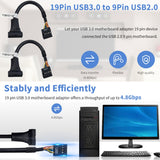 USB-2.0-9Pin-Motherboard-Female-to-USB-3.0-19Pin-Housing-Male-Adapter-Cable,-Length:-15cm(Black)