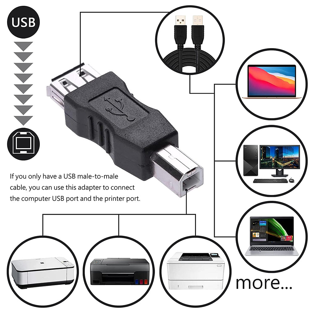 USB-2.0-A-Female-to-B-Male-Adapter-Connector-AF-to-BM-Converter-for-Printer(Black)