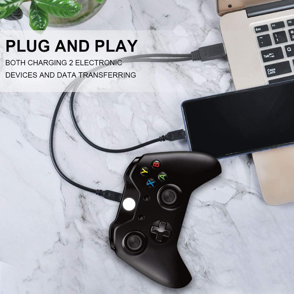 USB-2.0-Male-to-2-Micro-USB-Male-Cable,-Length:-About-30cm