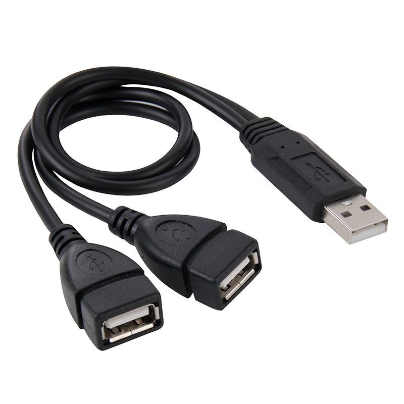 USB-2.0-Male-to-2-Dual-USB-Female-Jack-Adapter-Cable-for-Computer-/-Laptop,-Length:-About-30cm(Black)