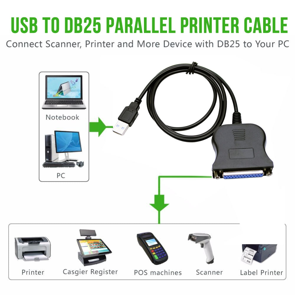 USB-2.0-to-DB25-25-Pin-Female-Port-Print-Converter-Cable(Black)